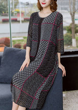 Load image into Gallery viewer, Boho Black O Neck Asymmetrical Design Patchwork Chiffon Dresses Summer