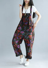 Load image into Gallery viewer, Boho Black Oversized Butterfly Print Ripped Cotton Overalls Jumpsuit Spring