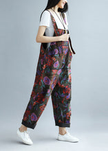 Load image into Gallery viewer, Boho Black Oversized Butterfly Print Ripped Cotton Overalls Jumpsuit Spring