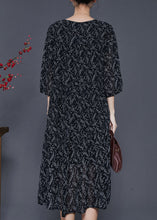 Load image into Gallery viewer, Boho Black Oversized Print Chiffon Dress Half Sleeve