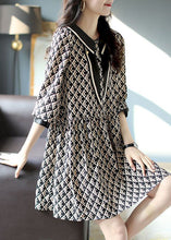 Load image into Gallery viewer, Boho Black Peter Pan Collar Print Patchwork Chiffon Dresses Spring