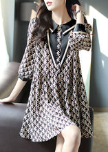 Load image into Gallery viewer, Boho Black Peter Pan Collar Print Patchwork Chiffon Dresses Spring