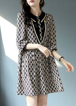 Load image into Gallery viewer, Boho Black Peter Pan Collar Print Patchwork Chiffon Dresses Spring