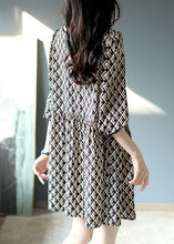 Load image into Gallery viewer, Boho Black Peter Pan Collar Print Patchwork Chiffon Dresses Spring