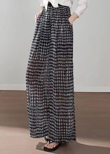 Load image into Gallery viewer, Boho Black Pockets Print Elastic Waist Chiffon Pants Summer