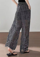 Load image into Gallery viewer, Boho Black Pockets Print Elastic Waist Chiffon Pants Summer