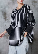 Load image into Gallery viewer, Boho Black Zip Up Striped Cotton Pullover Streetwear Spring