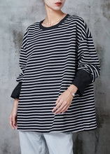 Load image into Gallery viewer, Boho Black Zip Up Striped Cotton Pullover Streetwear Spring