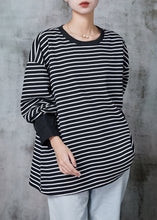 Load image into Gallery viewer, Boho Black Zip Up Striped Cotton Pullover Streetwear Spring