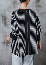 Load image into Gallery viewer, Boho Black Zip Up Striped Cotton Pullover Streetwear Spring