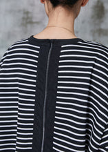 Load image into Gallery viewer, Boho Black Zip Up Striped Cotton Pullover Streetwear Spring