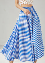 Load image into Gallery viewer, Boho Blue Plaid Exra Large Hem Cotton Skirts Summer