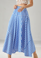 Load image into Gallery viewer, Boho Blue Plaid Exra Large Hem Cotton Skirts Summer