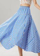 Load image into Gallery viewer, Boho Blue Plaid Exra Large Hem Cotton Skirts Summer