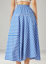 Load image into Gallery viewer, Boho Blue Plaid Exra Large Hem Cotton Skirts Summer