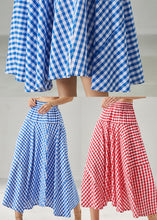 Load image into Gallery viewer, Boho Blue Plaid Exra Large Hem Cotton Skirts Summer