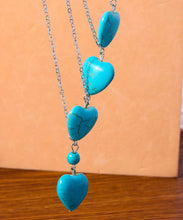 Load image into Gallery viewer, Boho Blue Stainless Steel Turquoise Love Pendant Necklace