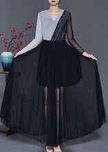 Load image into Gallery viewer, Boho Colorblock Asymmetrical Patchwork Tulle Dress Spring