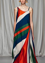 Load image into Gallery viewer, Boho Colorblock Cold Shoulder Draping Silk Long Dresses Sleeveless