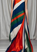 Load image into Gallery viewer, Boho Colorblock Cold Shoulder Draping Silk Long Dresses Sleeveless