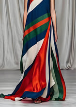 Load image into Gallery viewer, Boho Colorblock Cold Shoulder Draping Silk Long Dresses Sleeveless