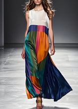 Load image into Gallery viewer, Boho Colorblock O Neck Patchwork Silk Maxi Dresses Sleeveless