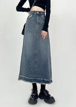 Load image into Gallery viewer, Boho Denim Blue Patchwork High Waist Maxi Skirts Summer