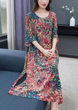 Load image into Gallery viewer, Boho Floral O Neck Print Side Open Patchwork Chiffon Dress Summer