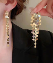 Load image into Gallery viewer, Boho Gold Metal Sequins Tassel Drop Earrings