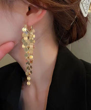 Load image into Gallery viewer, Boho Gold Metal Sequins Tassel Drop Earrings