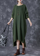 Load image into Gallery viewer, Boho Green Oversized Low High Design Linen Maxi Dresses Fall