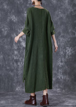 Load image into Gallery viewer, Boho Green Oversized Low High Design Linen Maxi Dresses Fall