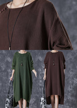 Load image into Gallery viewer, Boho Green Oversized Low High Design Linen Maxi Dresses Fall