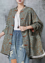 Load image into Gallery viewer, Boho Green Oversized Print Cotton Oriental Coat Spring