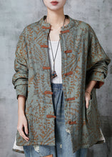 Load image into Gallery viewer, Boho Green Oversized Print Cotton Oriental Coat Spring