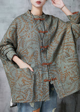 Load image into Gallery viewer, Boho Green Oversized Print Cotton Oriental Coat Spring