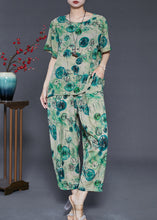 Load image into Gallery viewer, Boho Green Oversized Print Cotton Two Pieces Set Summer