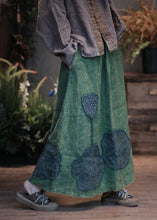 Load image into Gallery viewer, Boho Green Pockets Patch Patchwork Linen Skirt Spring