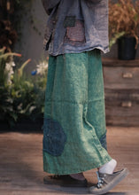 Load image into Gallery viewer, Boho Green Pockets Patch Patchwork Linen Skirt Spring