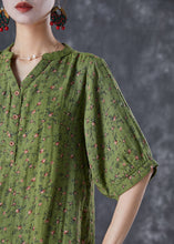 Load image into Gallery viewer, Boho Green V Neck Print Cotton Top Summer