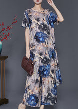 Load image into Gallery viewer, Boho Grey Asymmetrical Print Chiffon 2 Piece Outfit Summer