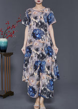 Load image into Gallery viewer, Boho Grey Asymmetrical Print Chiffon 2 Piece Outfit Summer