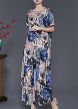 Load image into Gallery viewer, Boho Grey Asymmetrical Print Chiffon 2 Piece Outfit Summer