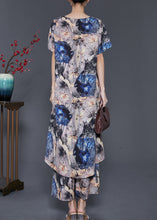 Load image into Gallery viewer, Boho Grey Asymmetrical Print Chiffon 2 Piece Outfit Summer