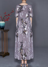 Load image into Gallery viewer, Boho Grey Cinched Print Chiffon Long Dresses Summer