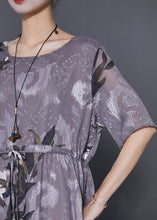 Load image into Gallery viewer, Boho Grey Cinched Print Chiffon Long Dresses Summer