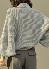 Load image into Gallery viewer, Boho Grey Peter Pan Collar Thick Cotton Knit Sweaters Fall