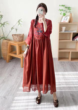 Load image into Gallery viewer, Boho Loose Black O Neck Embroidered Patchwork Silk Dress Summer