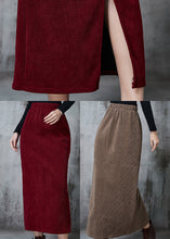 Load image into Gallery viewer, Boho Mulberry Side Open Corduroy Wraped Skirt Spring