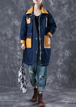 Load image into Gallery viewer, Boho Navy Oversized Patchwork Pockets Denim Coat Outwear Fall